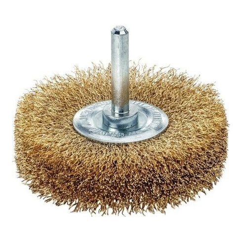 LESSMANN Spazzola circolare con gambo, filo in ottone da 0,20mm, Ø70x l=16mm