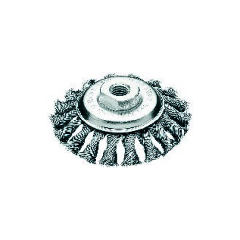 LESSMANN Spazzola conica a centro depresso filo in acciaio 0,50mm, Spazzola Ø115xFilettatura M14mm