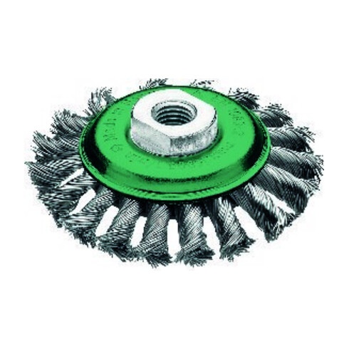 LESSMANN Spazzola conica a centro depresso filo in inox 0,50mm, Spazzola Ø115xFilettatura M14mm