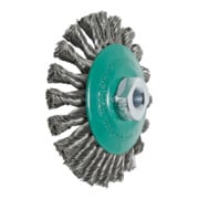 LESSMANN Spazzola conica a centro depresso filo in inox 0,50mm, Spazzola Ø125xFilettatura M 14mm