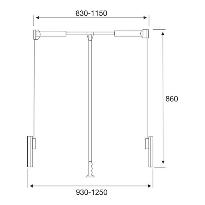 Lève-vêtements BMB, 850-1100mm, acier, gris argenté, 12kg