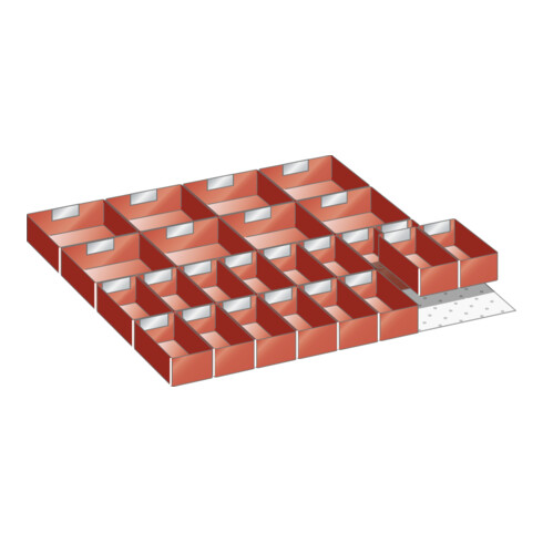 Lista Einteilungsmaterial 36x36E, BxT 612x612mm, Fronthöhe 50mm, 24 Einsatzkästen