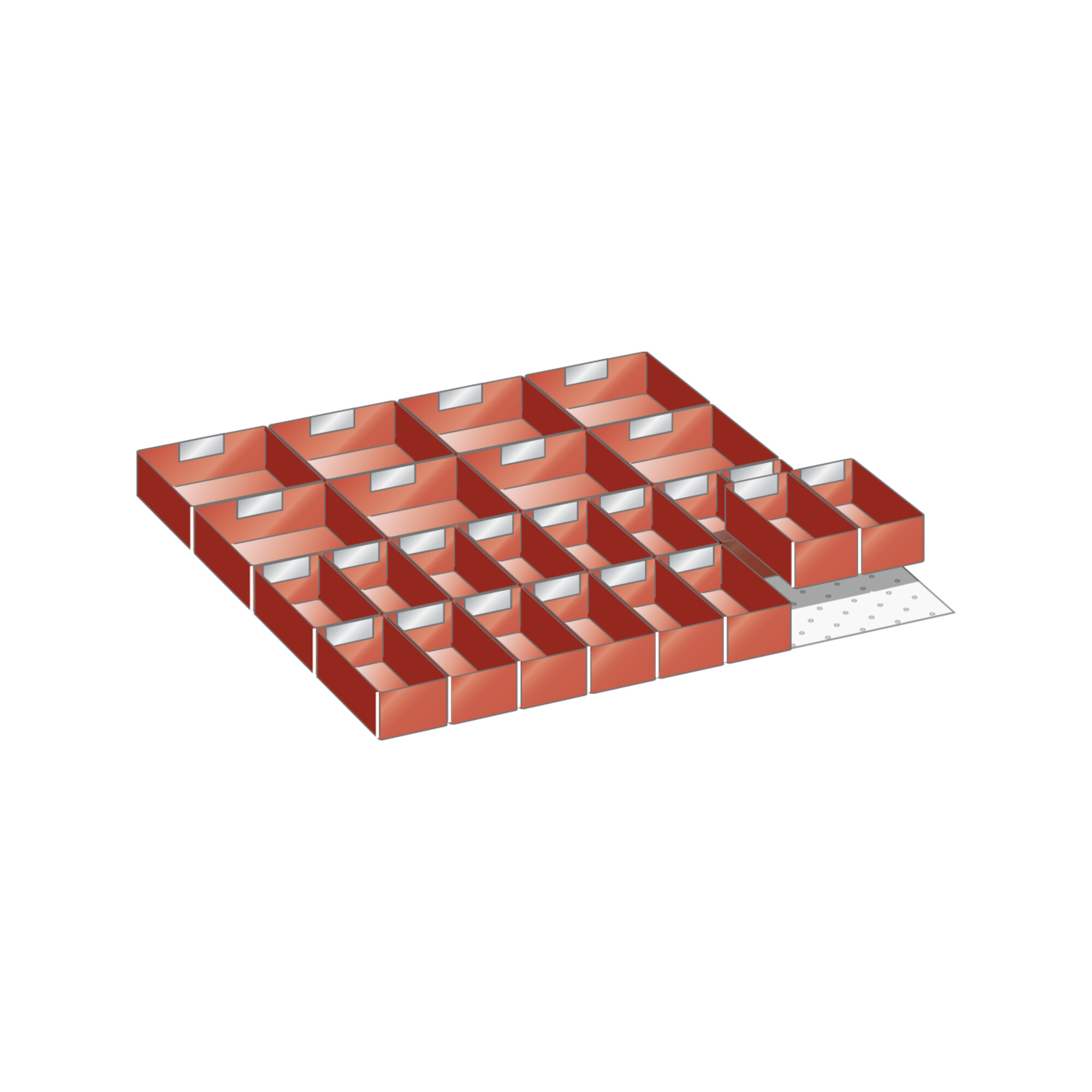 Lista Einteilungsmaterial 36x36E, BxT 612x612mm, Fronthöhe 50mm, 24 Einsatzkästen