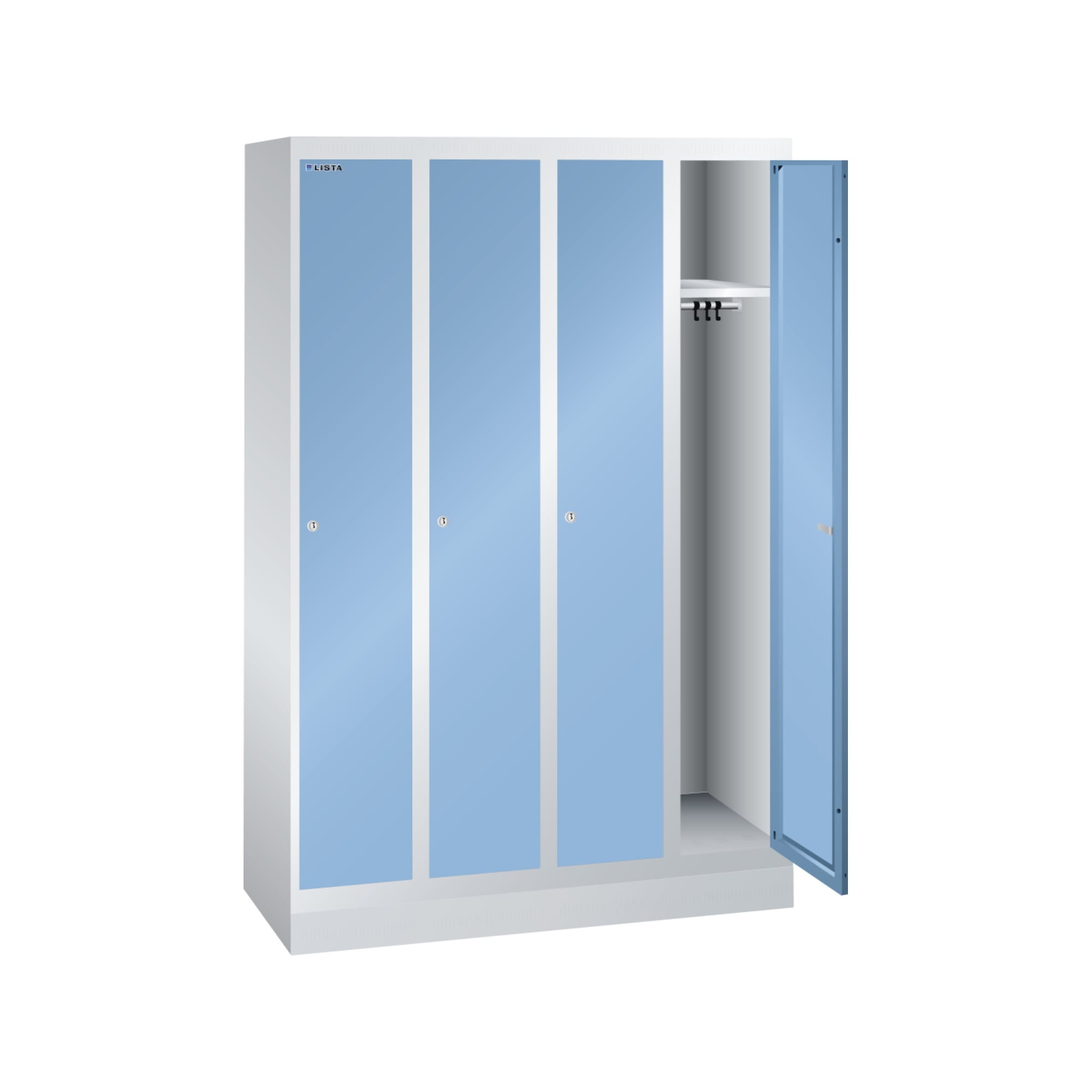 Lista Garderobenschrank (BxTxH) 1200x500x1800mm 4 Abteile R7035/R5012