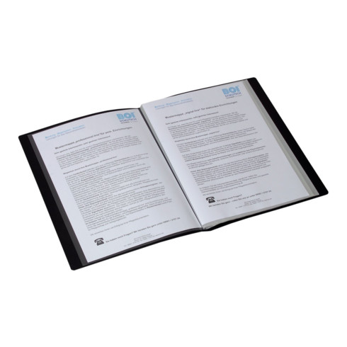 Livrets de présentation Eichner noir, avec poche avant 23 mm