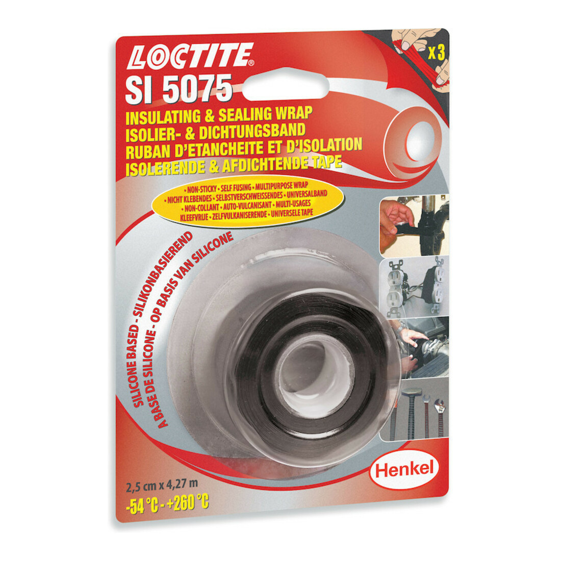 Loctite SI 5075 Ruban de réparation noir/rouge 4,27 m Bl