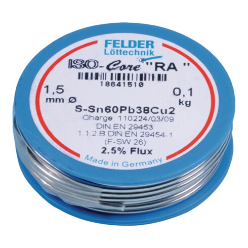 Lötdraht ISO-Core® RA 1,5mm 100g S-Sn60Pb39Cu1 FELDER
