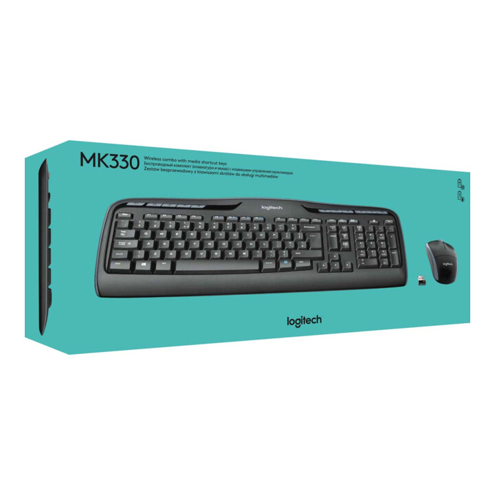Logitech Ensemble clavier/souris sans fil, 1000 dpi MK330USB noir