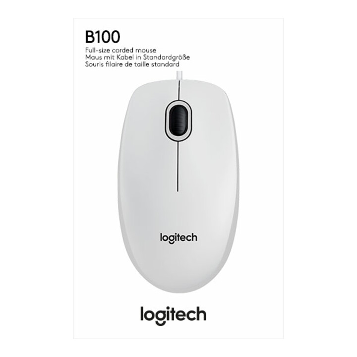 Logitech Souris optique Business B100 USB blanche