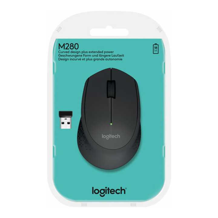 Logitech Souris sans fil optique, 1000 dpi, 3 boutons M280 noire