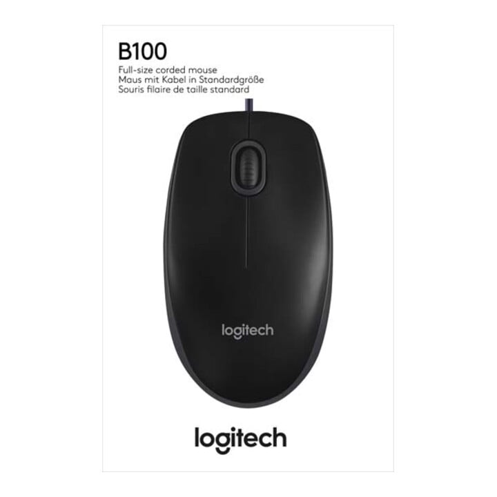 Logitech Souris USB, 800 dpi, 3 boutons B100 noire