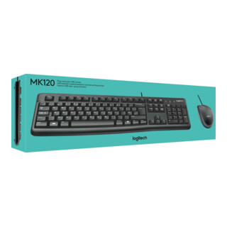 Logitech Tastatur/Maus Set USB,1000dpi MK120 sw