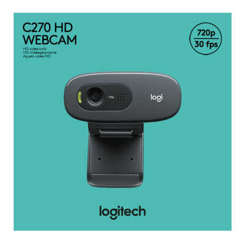 Logitech Webcam USB 3MP HD, sw, Retail C270