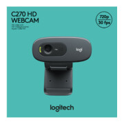 Logitech Webcam USB 3MP HD, sw, Retail C270