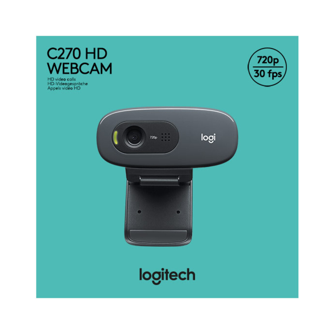 Logitech Webcam USB 3MP HD, sw, Retail C270