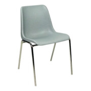 Lot de 4 chaises en plastique gris clair, structure chromée démontée