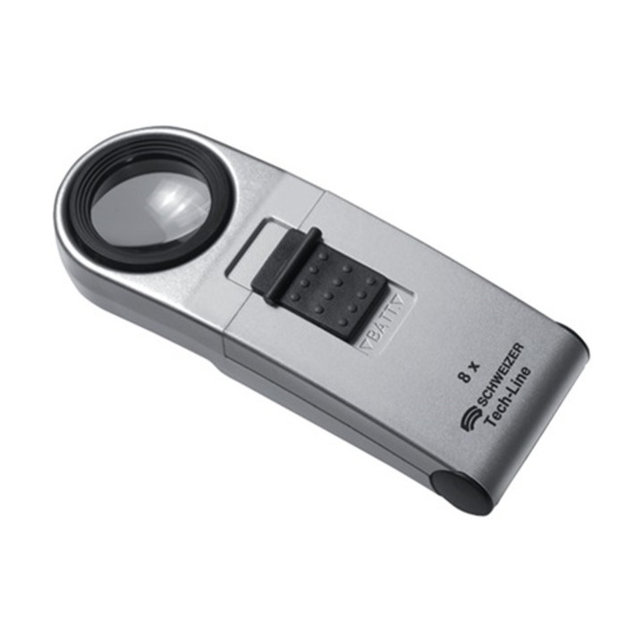Loupe à main à éclairage Tech-Line grossissement 8x LED D. lentille 30,0 mm Schw