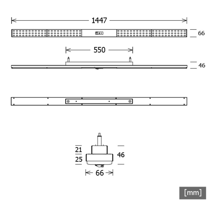 LTS LED-Pendelleuchte 830 DALI silber 1447 x 66 x 46mm