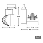 LTS Licht&Leuchten LED-Stromschienenstrahler 3000K ws 35Gr BIXX-T 103.830.35-3