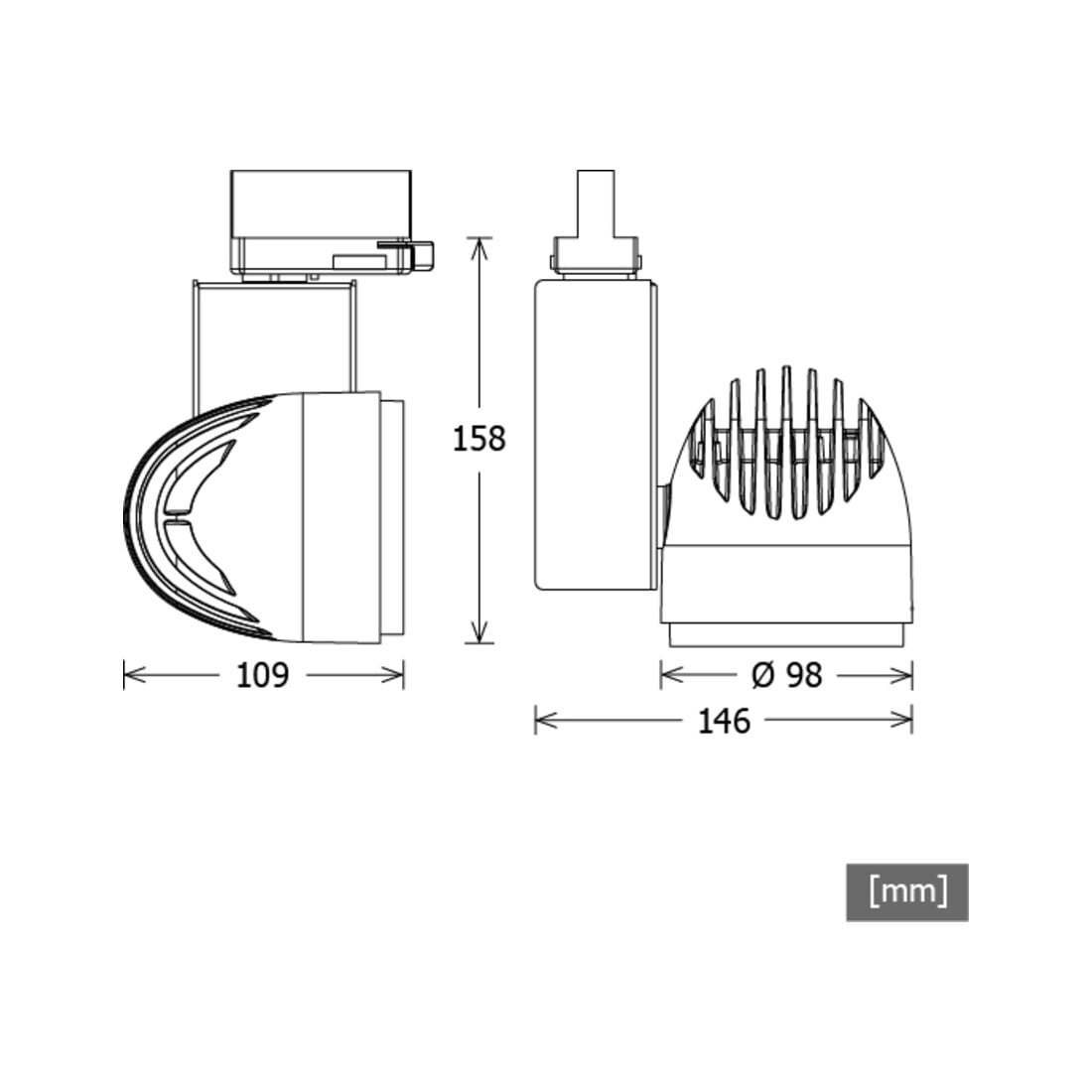 LTS Licht&Leuchten LED-Stromschienenstrahler 3000K ws 35Gr BIXX-T 103.830.35