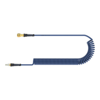 Lüdecke Tuyau spiralé PU bleu, raccord et fiche NW7,2 10x6,5mm 3m