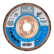 LUKAS Fächerschleifscheibe SLTT (ZA-Power), flach-schräg für Stahl und INOX,Ø 125 mm, Körnung: 40