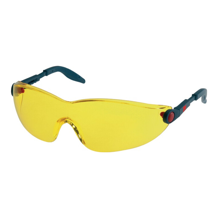 Lunettes de protection 2742 EN 166 Branches bleues, verres jaunes PC 3M