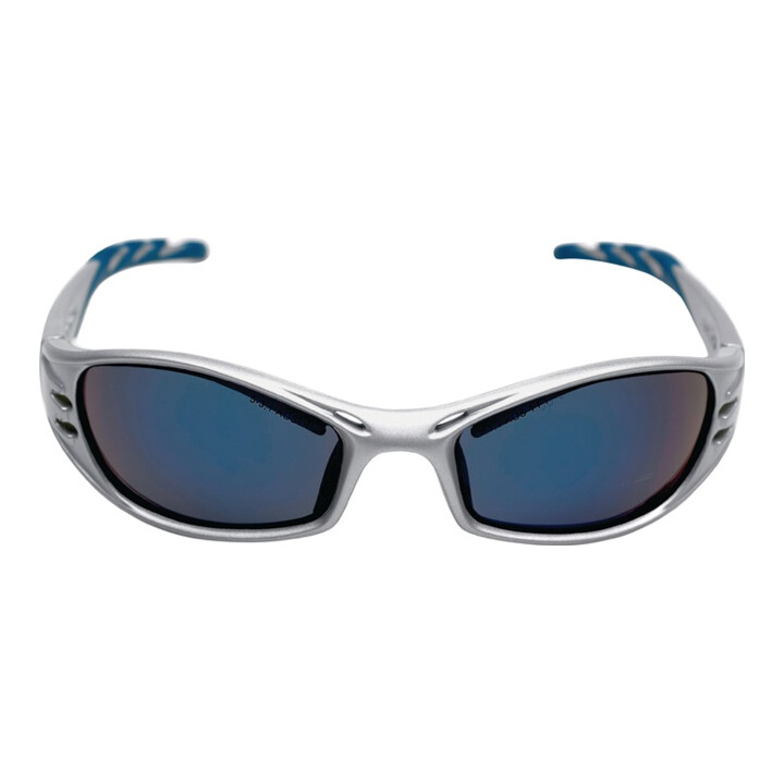 Lunettes de protection FUEL EN 166-1FT branches platine, verres bleus avec tain