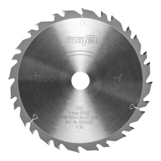 Mafell Lama per sega GT, 160 x 1,2 / 1,8 x 20 mm, Z 28-7, 3WZ/FZ, per uso universale nel legno
