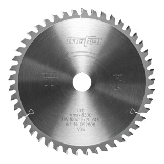 Mafell Lame de scie GT, 160 x 1,2 / 1,8 x 20 mm, Z 45-3, FZ/FZ/TR, pour panneaux stratifiés