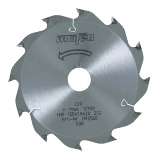 Mafell Lame de scie HM, 120 × 1,2/1,8 × 20 mm, Z 12, WZ