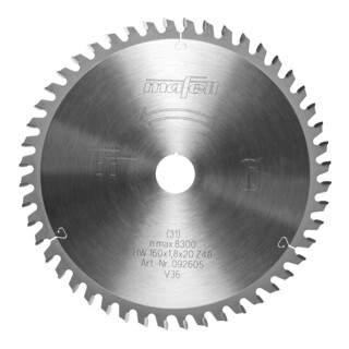 Mafell Lame de scie HM, 160 x 1,2 / 1,8 x 20 mm, Z 48, 2FZFA, pour aluminium/plastique
