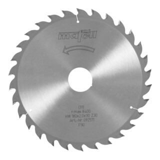 Mafell Lame de scie HM, 180 × 1,2/2,0 × 30 mm, Z 30, WZ