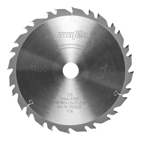 Mafell Sägeblatt-GT, 160 x 1,2 / 1,8 x 20 mm, Z 28-7, 3WZ/FZ, für universellen Einsatz in Holz