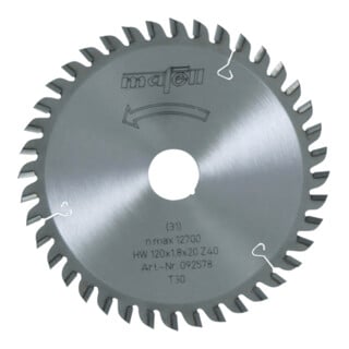 Mafell Sägeblatt-HM, 120 x 1,2/1,8 x 20 mm, Z 40, FZ/TR