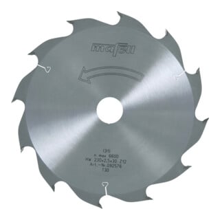 Mafell Sägeblatt-HM, 230 x 1,8/2,5 x 30 mm, Z 12, WZ, für Längsschnitte in Holz (KSP 85 Fc)