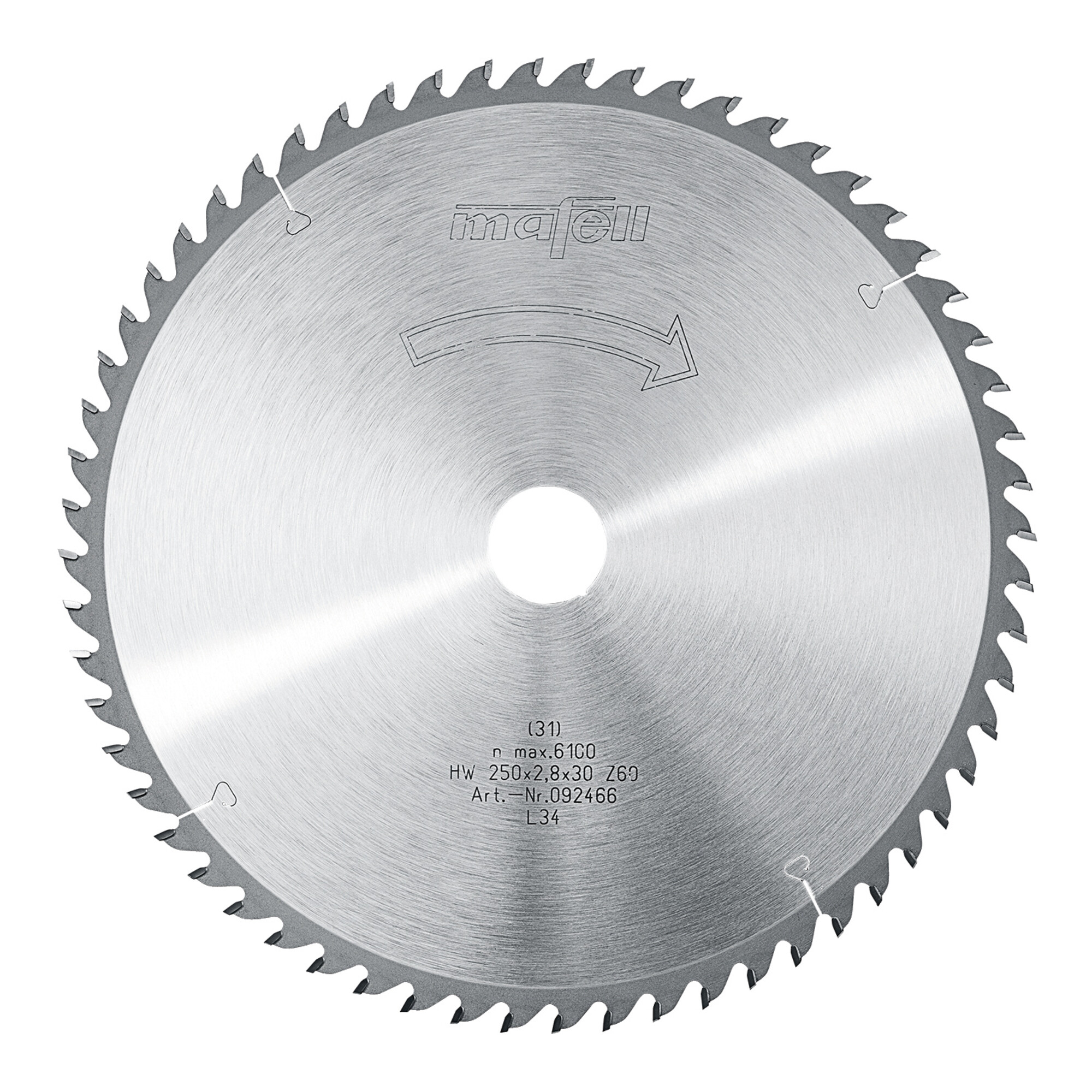 Mafell Sägeblatt HM 250 x 1,8/2,8 x 30 mm, Z 60, WZ 092466