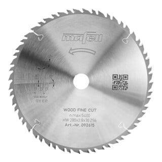 Mafell Sägeblatt KSB-WF 280 HW 280 x 2,8 x 30 mm Z56-8 Wood Fine Cut
