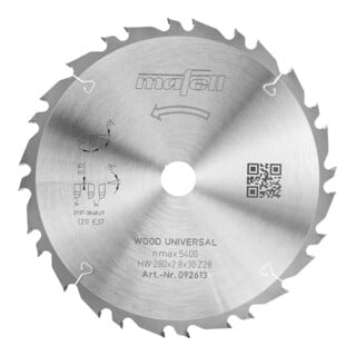 Mafell Sägeblatt KSB-WU 280 GT HW 280 x 2,8 x 30 mm Z28-4 Wood Universal