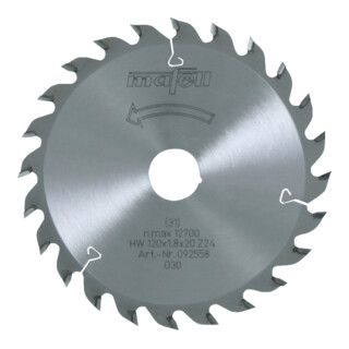 Mafell Zaagblad HM, 120 x 1,2/1,8 x 20 mm, Z 24, WZ