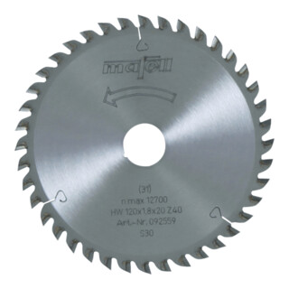 Mafell Zaagblad HM 120 x 1,2/1,8 x 20 mm, Z 40, FT/TR