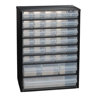 Magasin pour petites pièces raaco l.306xp.150xH.420mm 34pcs. avec trou de suspension Boîtier acier/PP