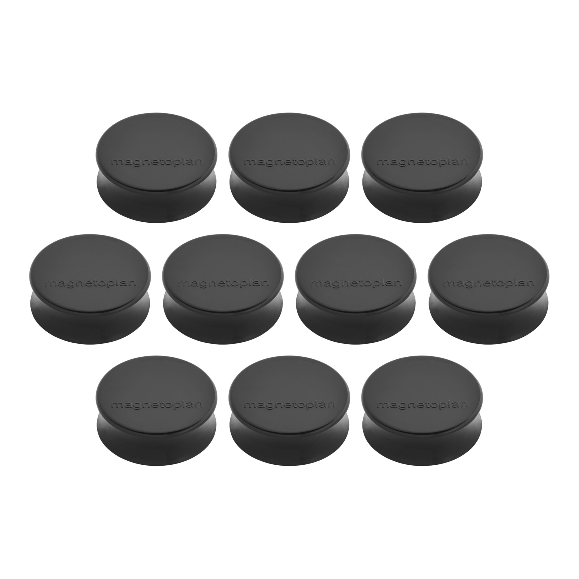 Magnetoplan Ergo-Magnete, large, schwarz, Pack a 10 Stück ; Soennecken