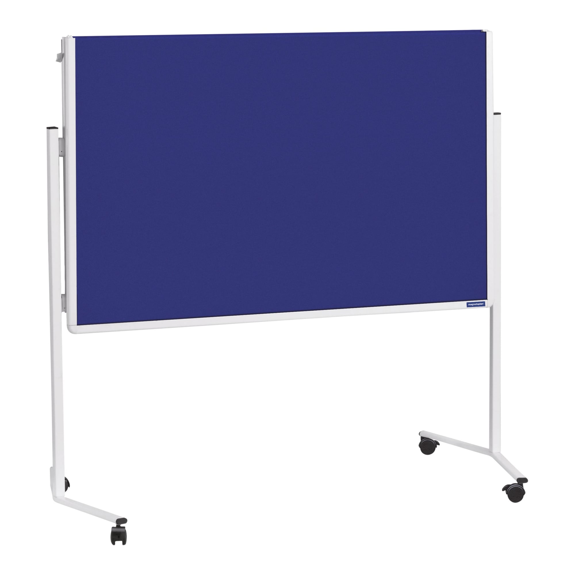 Magnetoplan Moderationstafel mit weißem Rahmen, klappbar, Filz blau, 1200 x 1500 mm