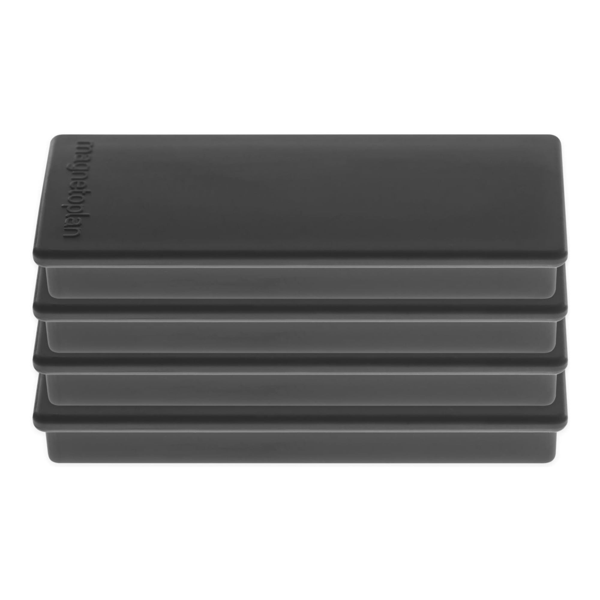 Magnetoplan Rechteckmagnet auf Blisterkarte, 4 Stück, schwarz