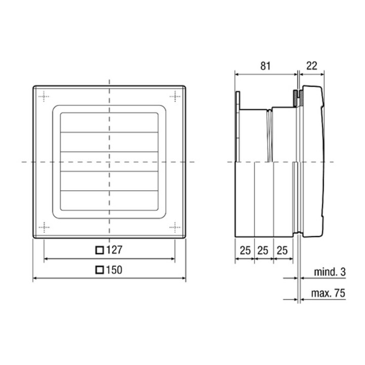 Maico Fenstereinbausatz mit Verschlussklappe FE 100/1 AP