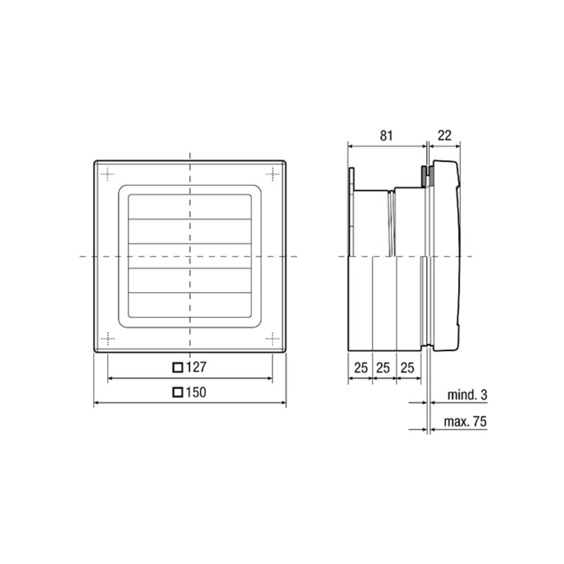 Maico Fenstereinbausatz mit Verschlussklappe FE 100/1 AP