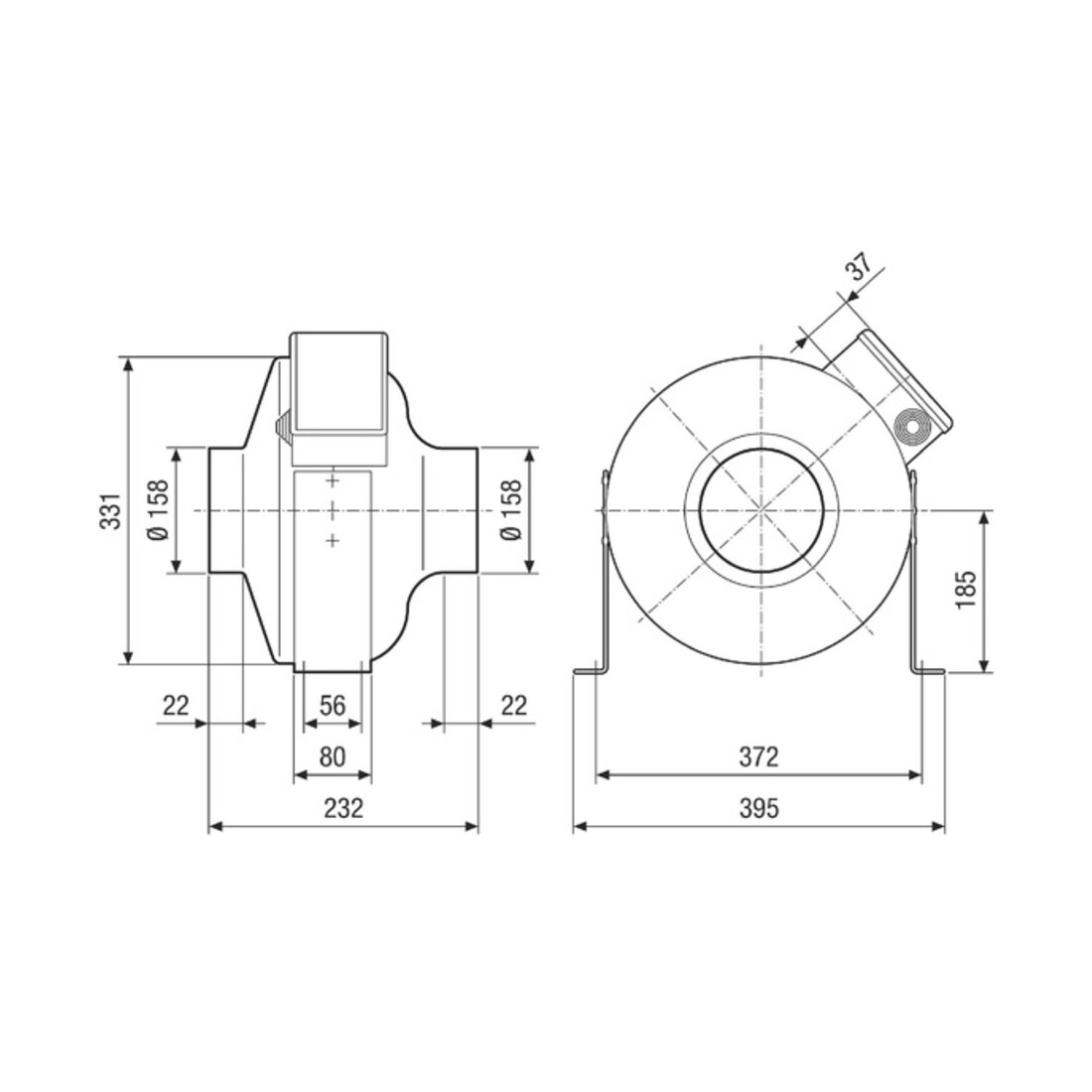 Maico Radial-Rohrventilator 112W,720m³/h,IPX4 ERR 16/1 S