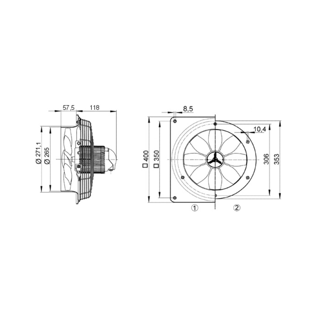 Maico Ventilator 1000cbm/h, 32W, IP54 EZQ 25/4 D