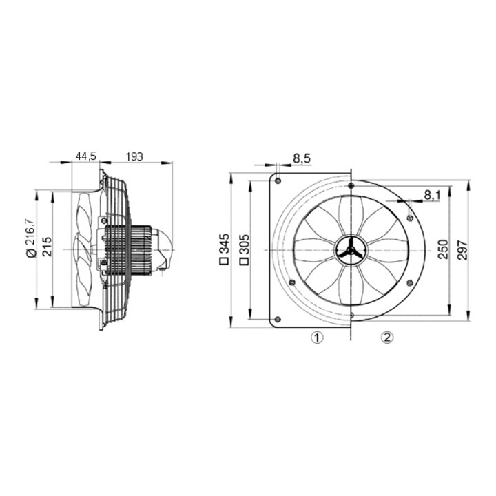 Maico Ventilator 1100cbm/h, 65Wm, IP55 EZQ 20/2 B